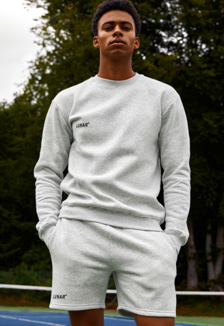 Crewneck sweatsuit med shorts - XS, Grå